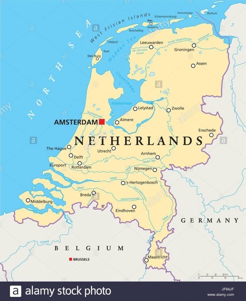 Mapa de Roterdão e amesterdão