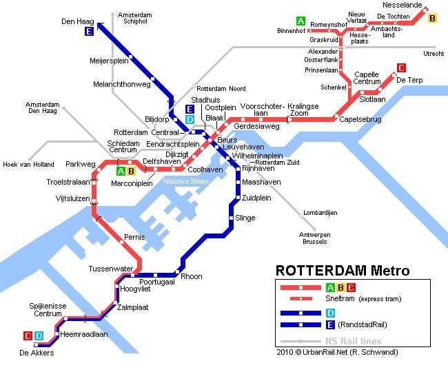 ret Roterdão eléctrico mapa