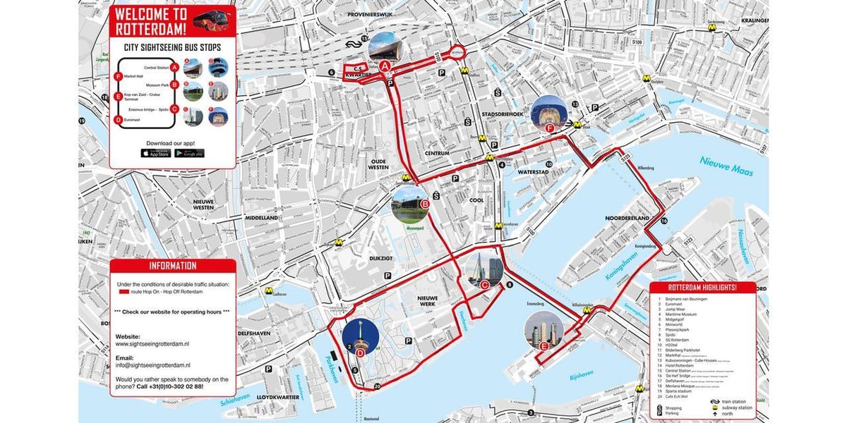 Mapa de Roterdão ônibus 