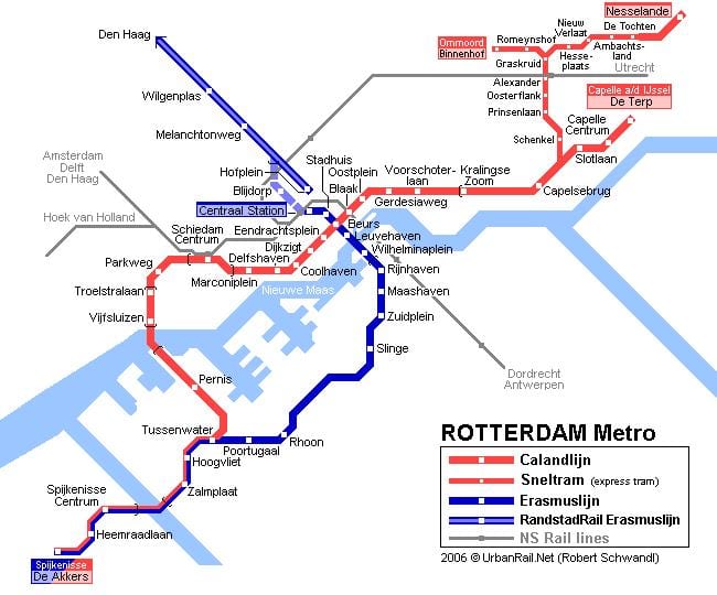 Roterdão mapa de transporte público