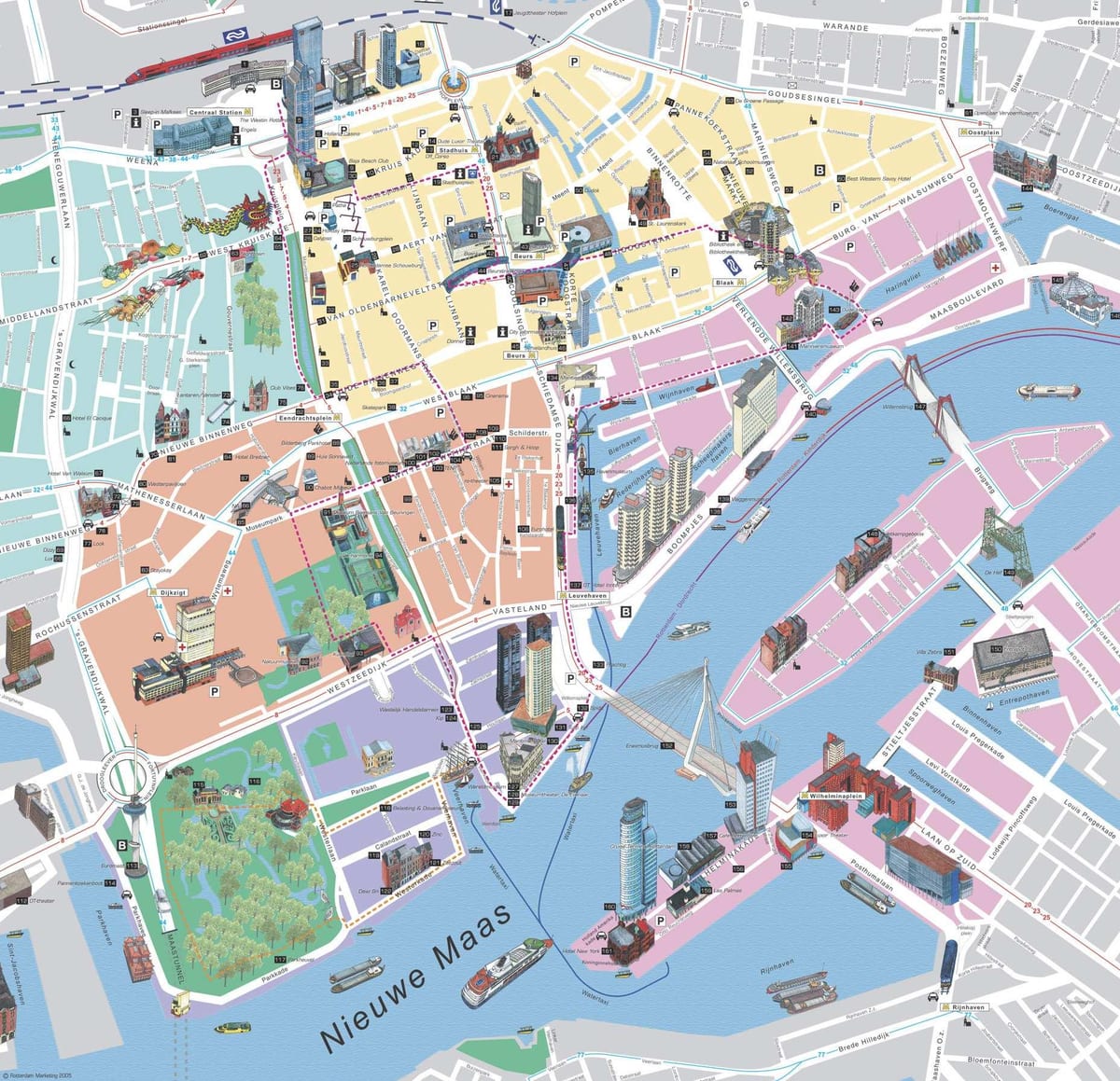 Mapa de Roterdão turismo 