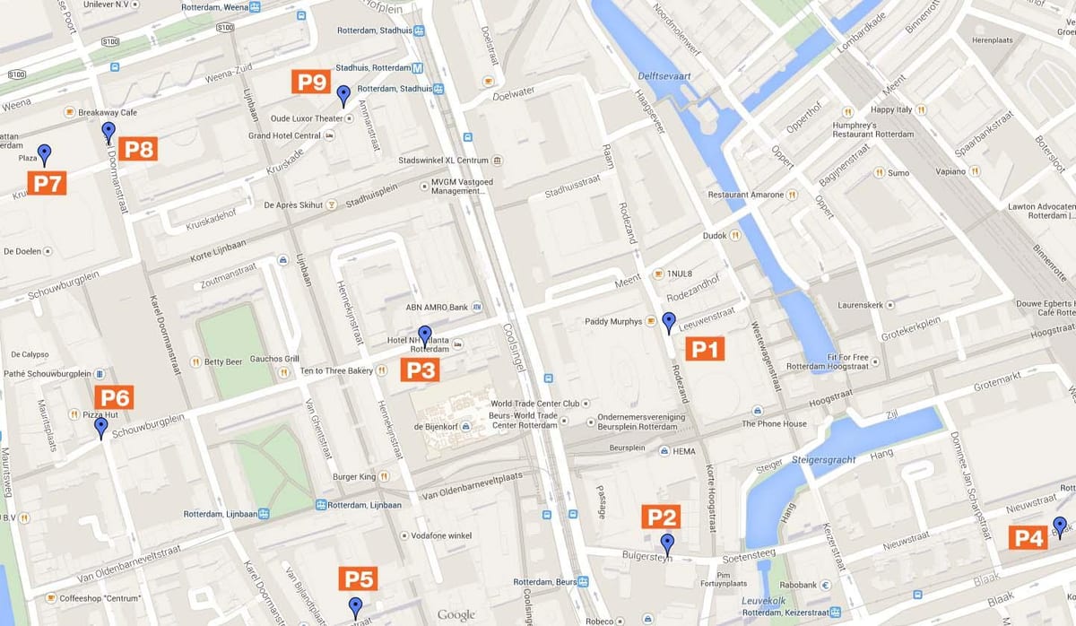Mapa de Roterdão zonas de estacionamento